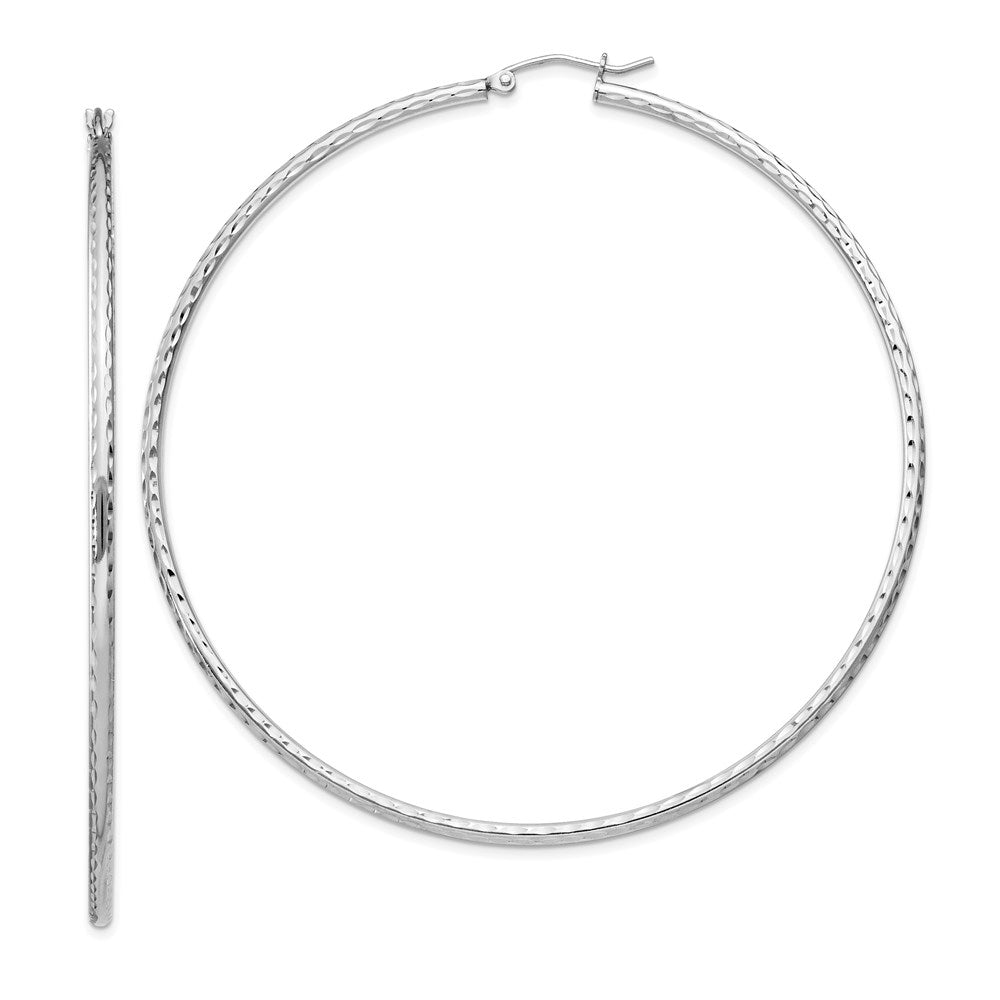 2mm, Diamond Cut, XL Sterling Silver Hoops - 70mm (2 3/4 Inch), Item E8894-70 by The Black Bow Jewelry Co.