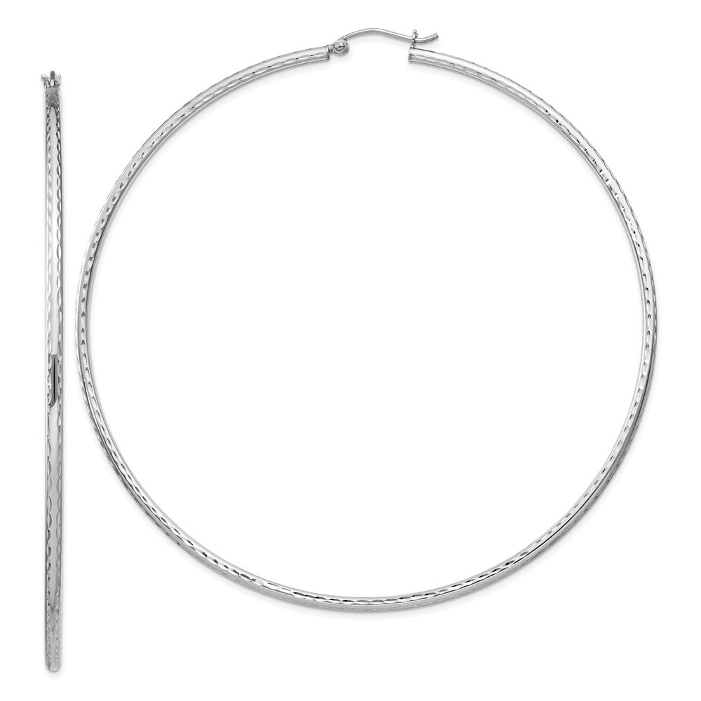 2mm, Diamond Cut, XL Sterling Silver Hoops - 80mm (3 1/8 Inch), Item E8894-80 by The Black Bow Jewelry Co.