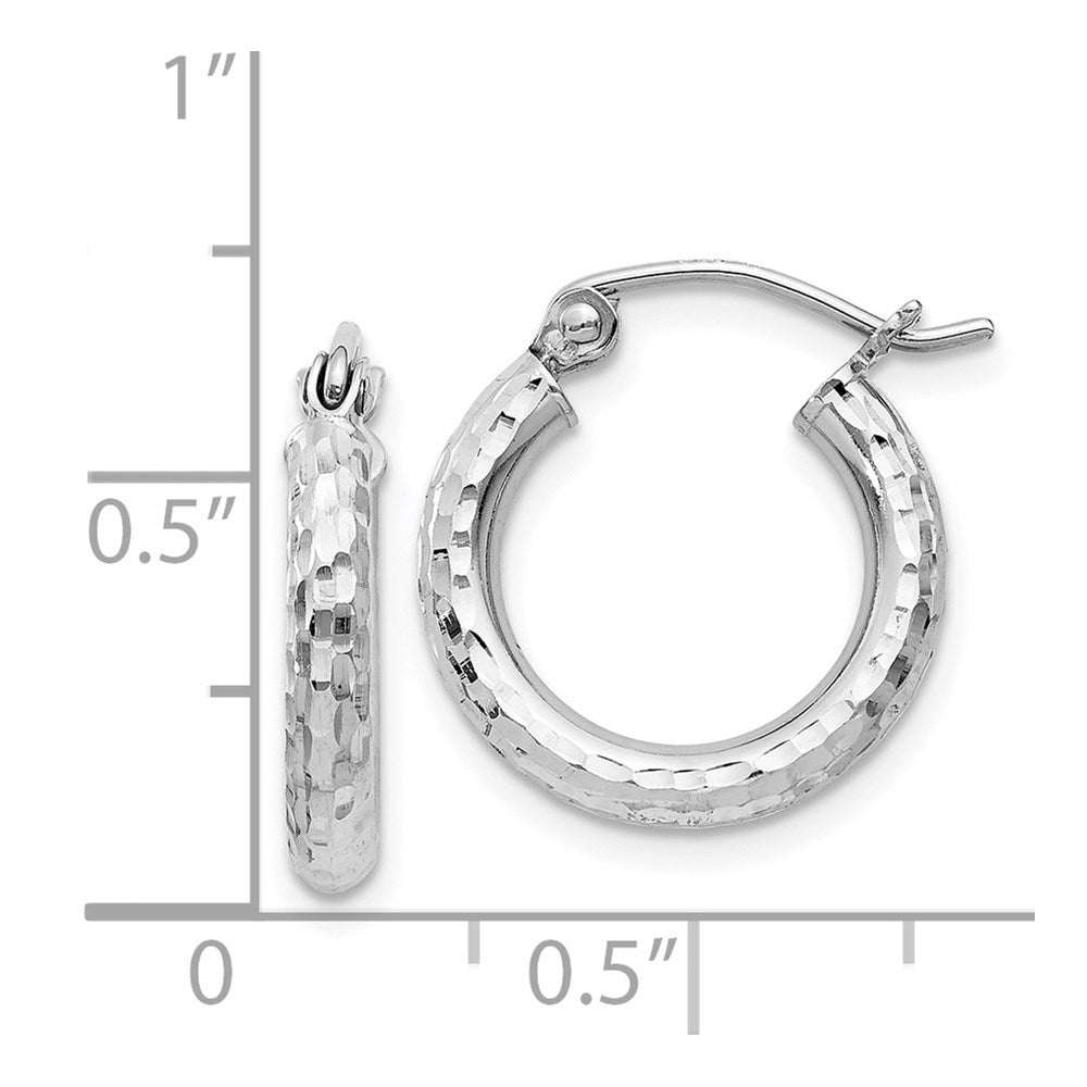Alternate view of the 2.25mm Diamond Cut, Polished Sterling Silver Hoops - 15mm (9/16 Inch) by The Black Bow Jewelry Co.