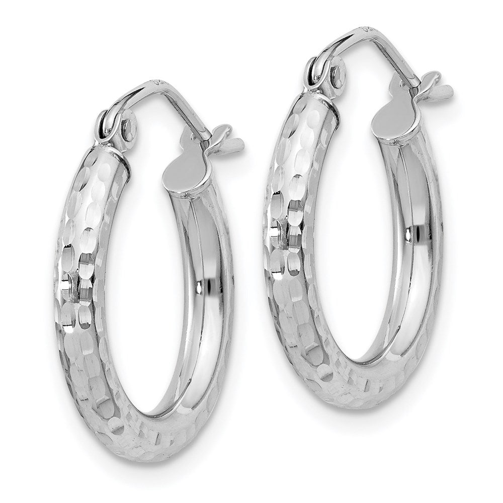 Alternate view of the 2.25mm Diamond Cut, Polished Sterling Silver Hoops - 17mm (5/8 Inch) by The Black Bow Jewelry Co.