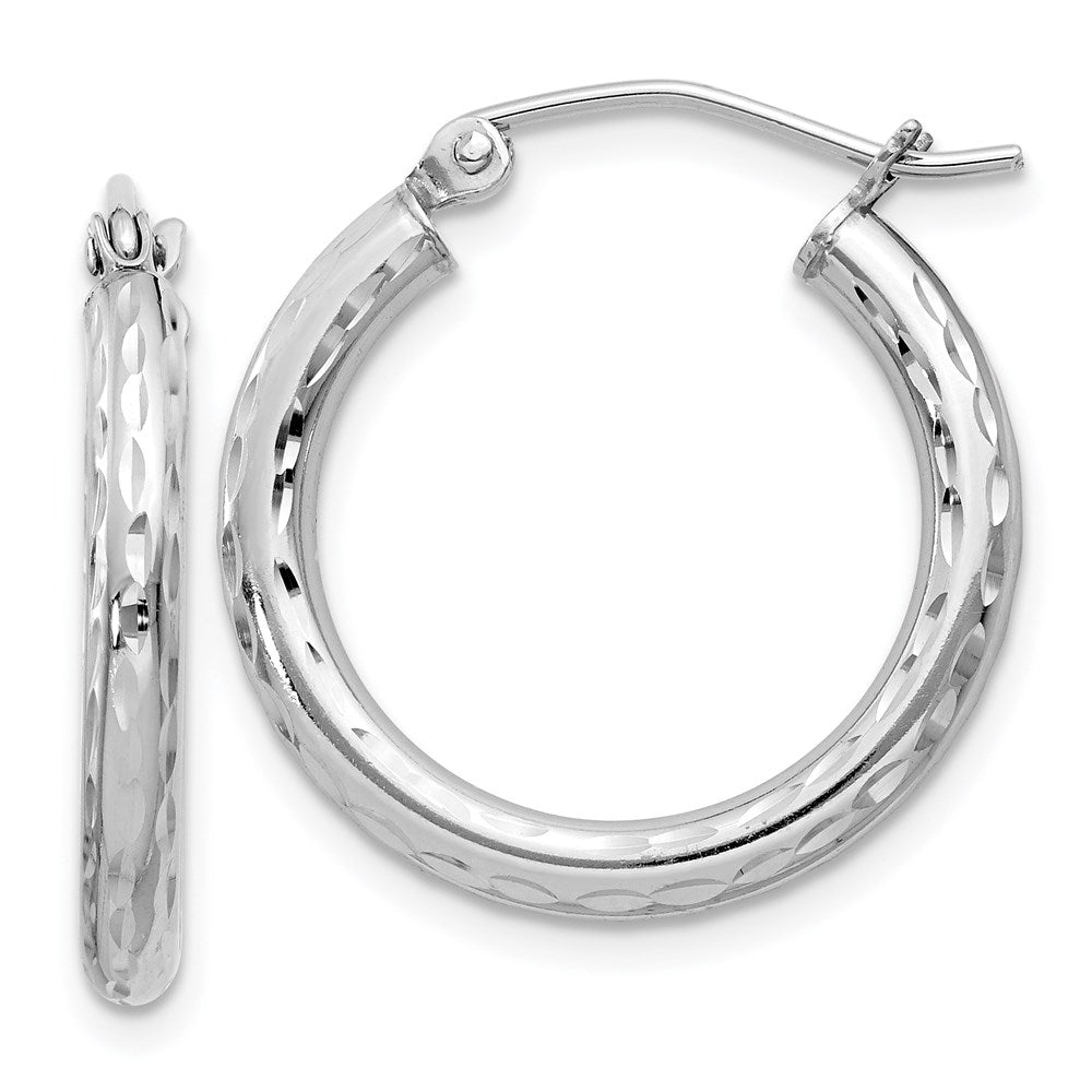 2.25mm Diamond Cut, Polished Sterling Silver Hoops - 20mm (3/4 Inch), Item E8895-20 by The Black Bow Jewelry Co.