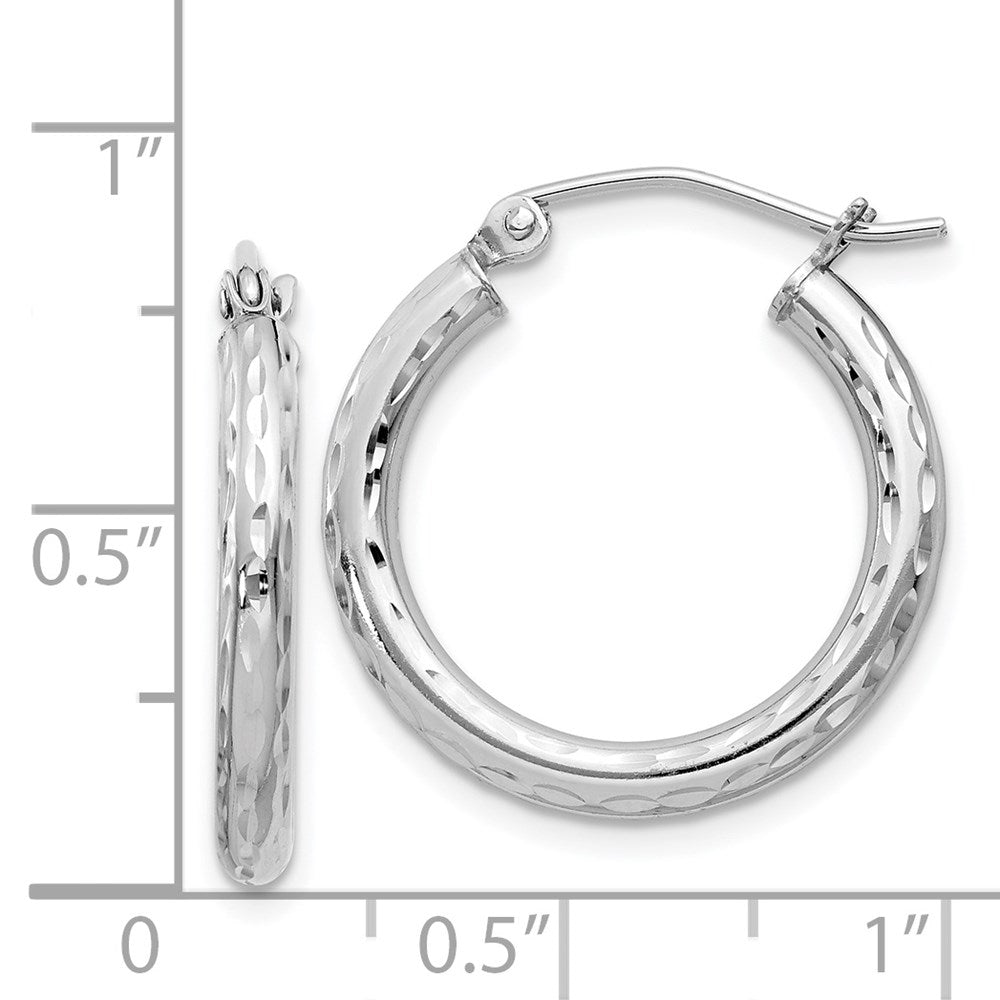 Alternate view of the 2.25mm Diamond Cut, Polished Sterling Silver Hoops - 20mm (3/4 Inch) by The Black Bow Jewelry Co.