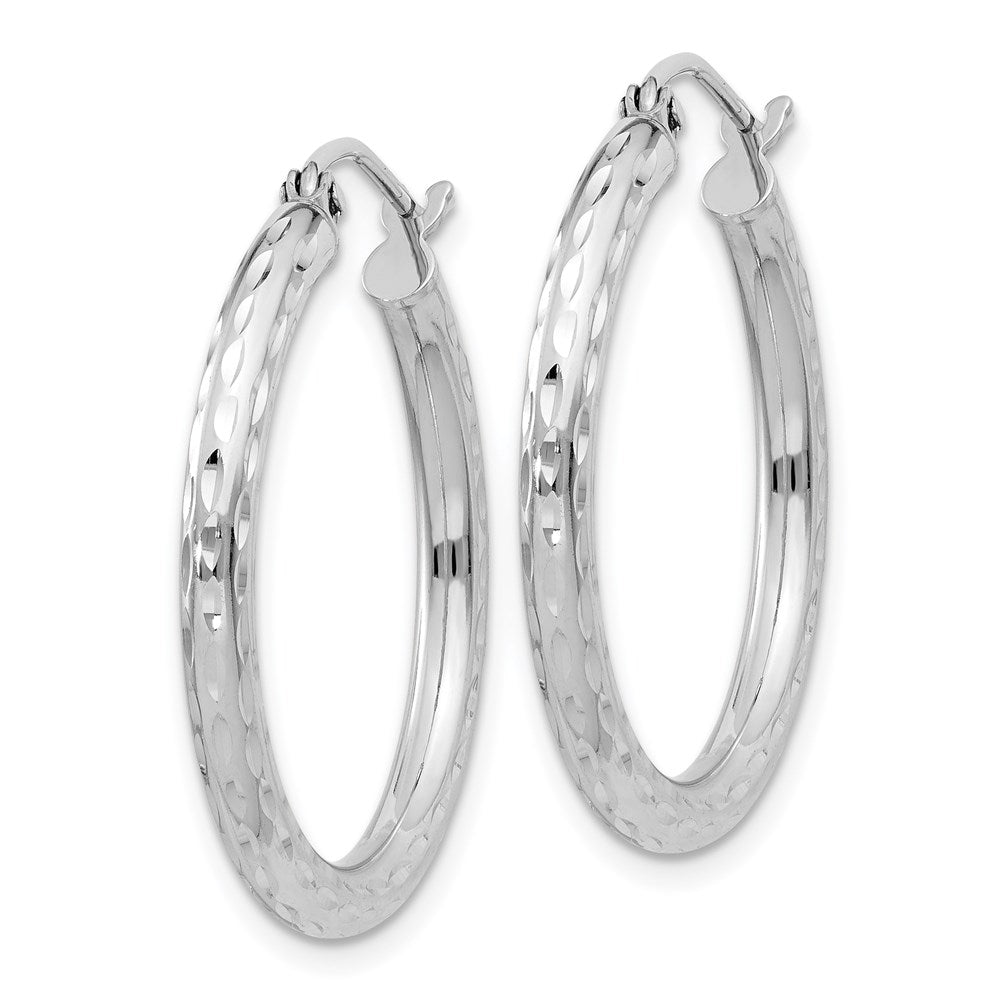 Alternate view of the 2.25mm Diamond Cut, Polished Sterling Silver Hoops - 25mm (1 Inch) by The Black Bow Jewelry Co.