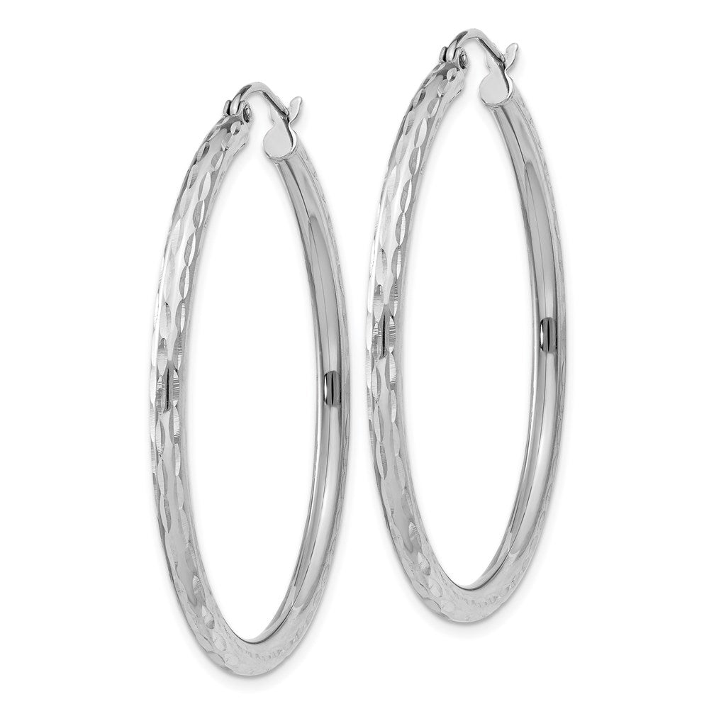 Alternate view of the 2.25mm Diamond Cut, Polished Sterling Silver Hoops - 40mm (1 1/2 Inch) by The Black Bow Jewelry Co.