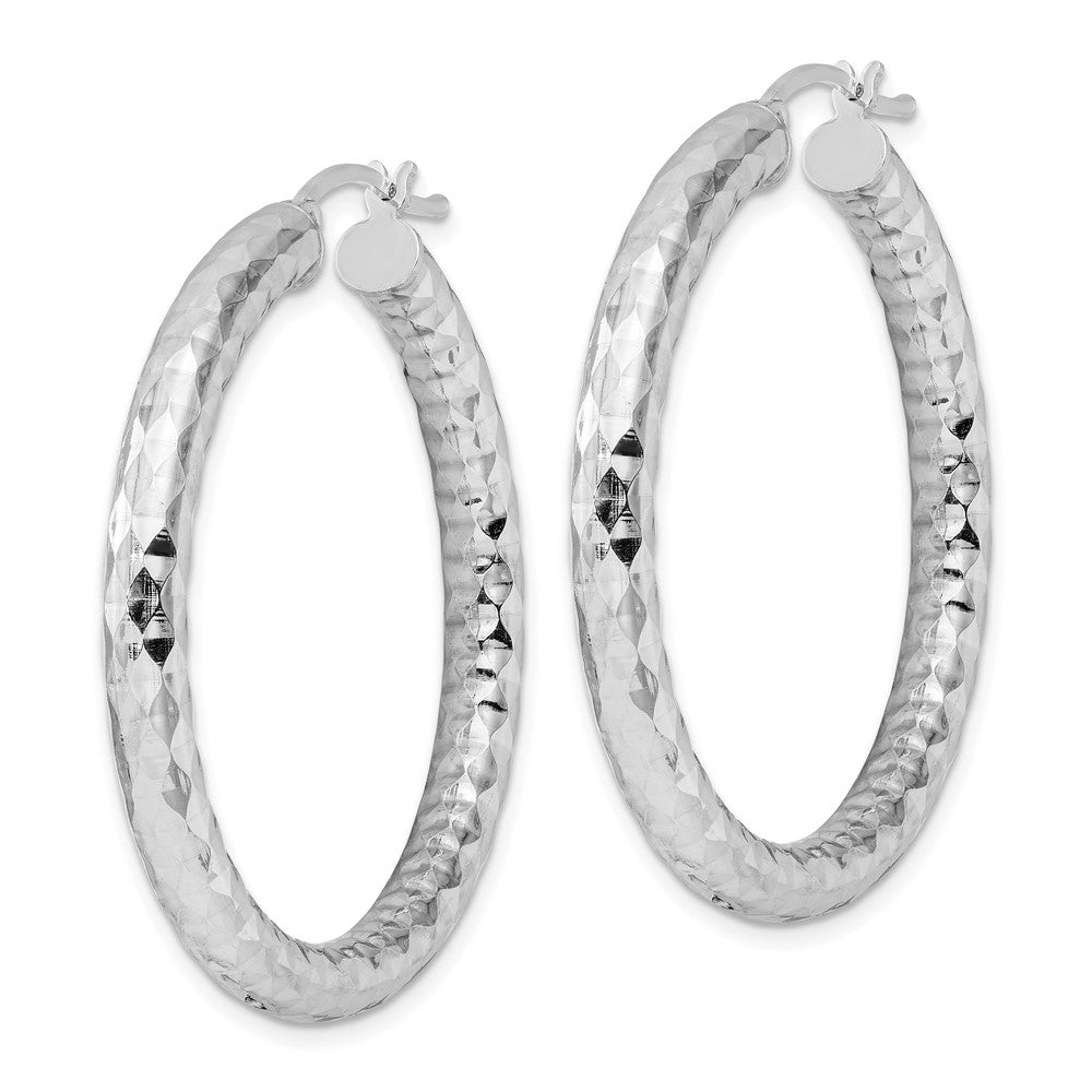 Alternate view of the 4mm, Polished/Diamond Cut, LG Sterling Silver Hoops, 40mm (1 1/2 Inch) by The Black Bow Jewelry Co.