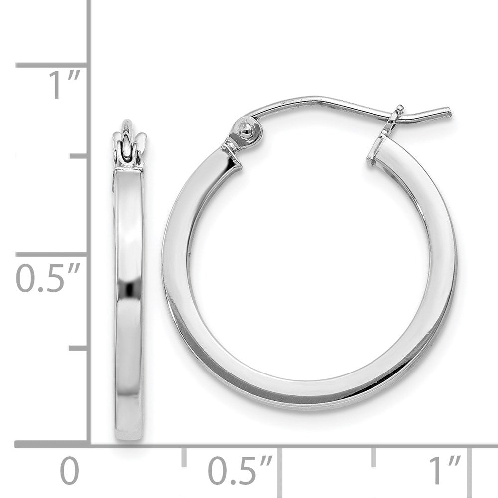 Alternate view of the 2mm, Sterling Silver, Polished Square Hoops - 20mm (3/4 Inch) by The Black Bow Jewelry Co.