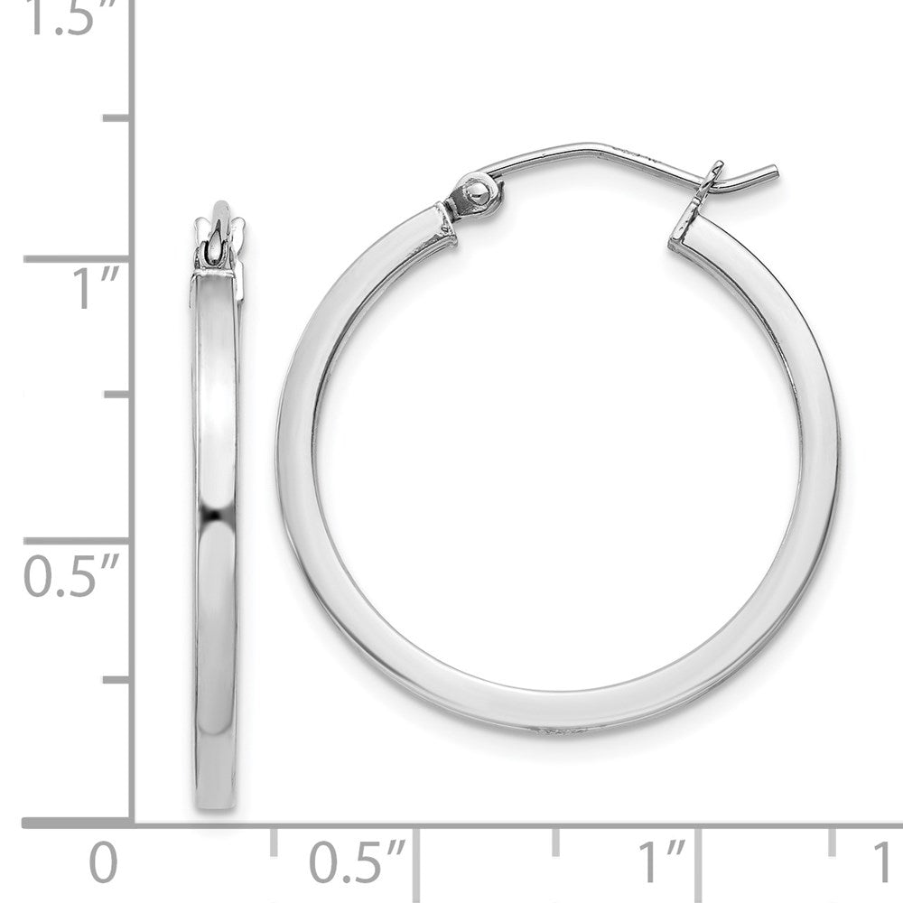 Alternate view of the 2mm, Sterling Silver, Polished Square Hoops - 25mm (1 Inch) by The Black Bow Jewelry Co.