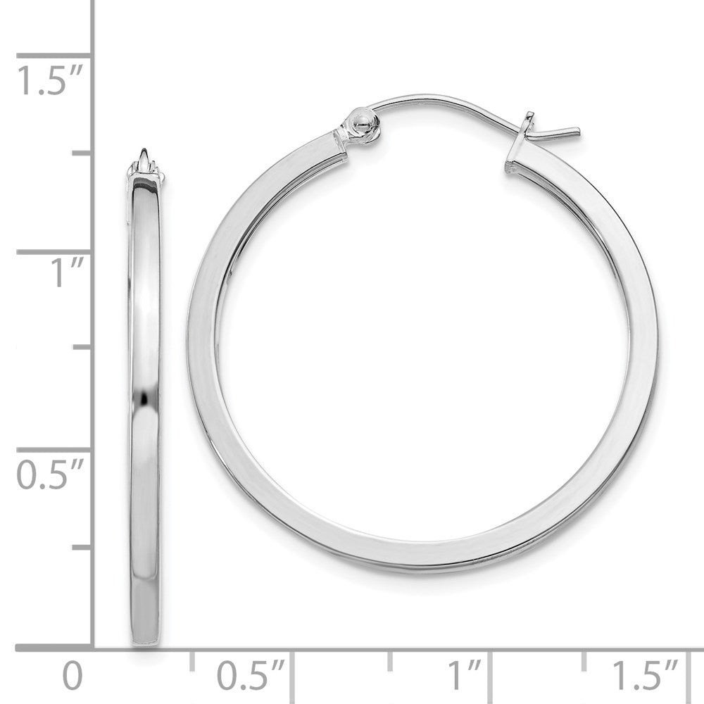 Alternate view of the 2mm, Sterling Silver, Polished Square Hoops - 30mm (1 1/8 Inch) by The Black Bow Jewelry Co.