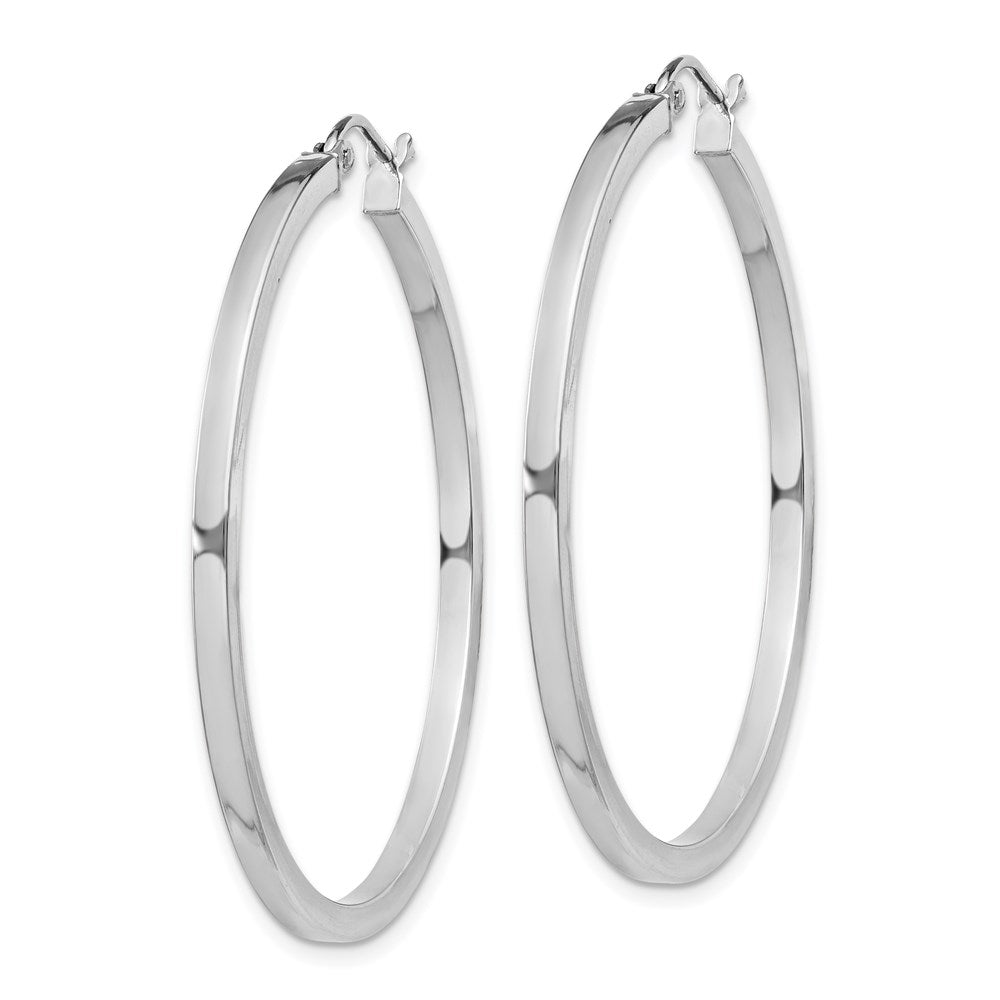 Alternate view of the 2mm, Sterling Silver, Polished Square Hoops - 40mm (1 1/2 Inch) by The Black Bow Jewelry Co.