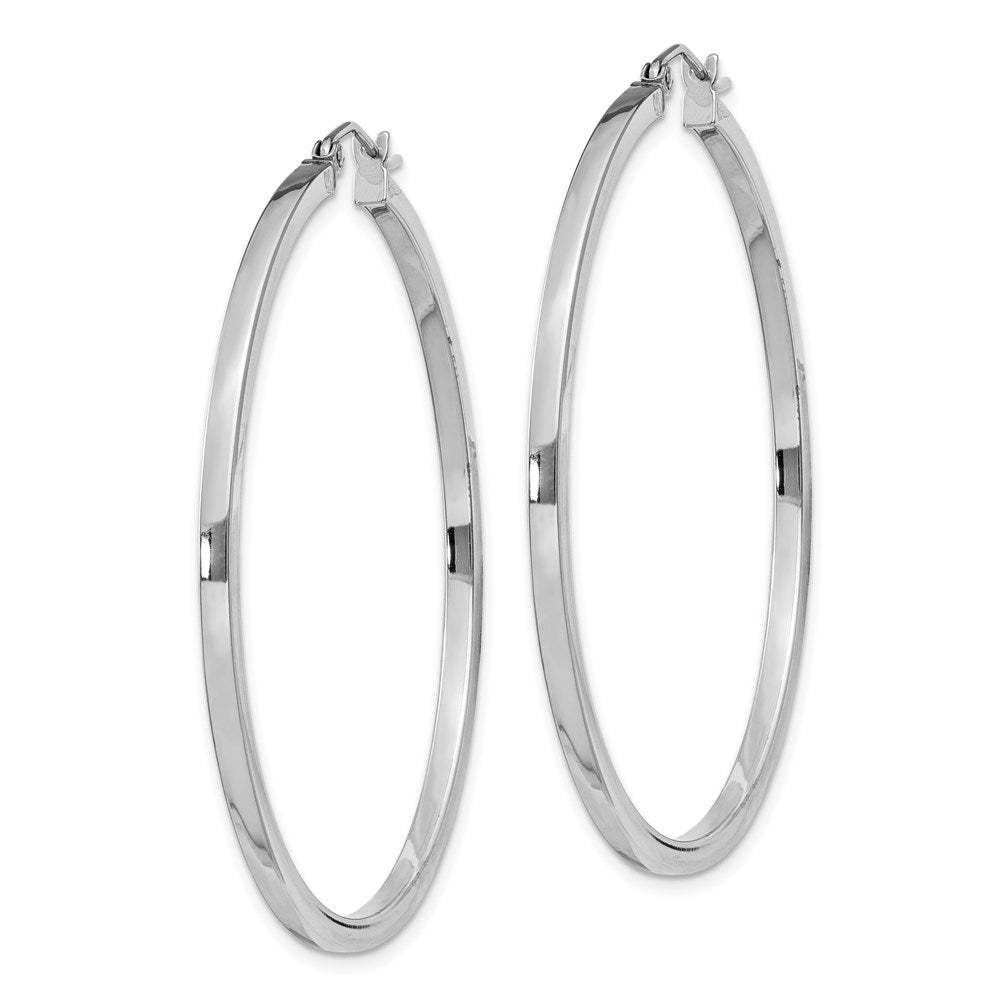 Alternate view of the 2mm, Sterling Silver, Polished Square Hoops - 45mm (1 3/4 Inch) by The Black Bow Jewelry Co.