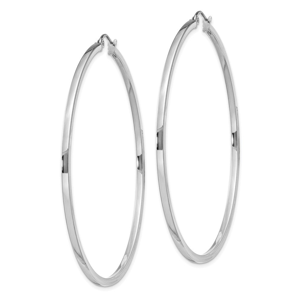 Alternate view of the 2mm, Sterling Silver, Polished Square Hoops - 60mm (2 3/8 Inch) by The Black Bow Jewelry Co.