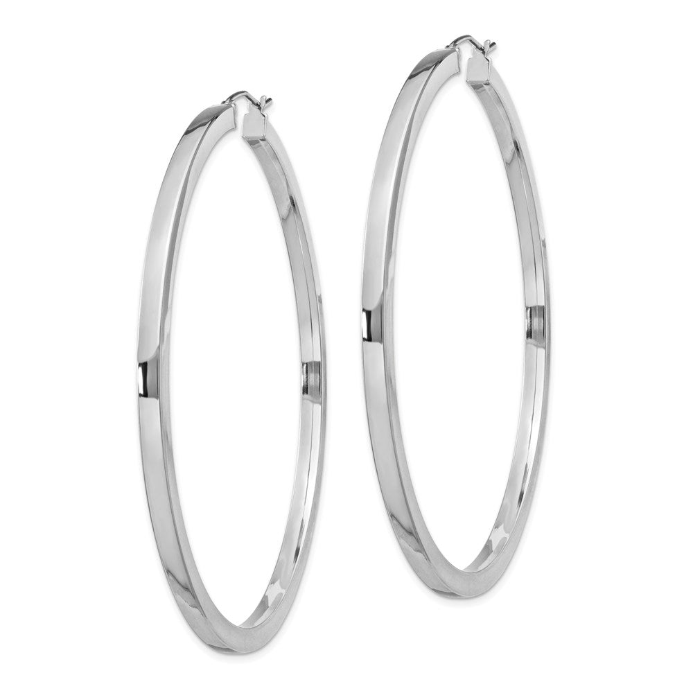 Alternate view of the 2mm, Sterling Silver, Polished Square Hoops - 65mm (2 1/2 Inch) by The Black Bow Jewelry Co.