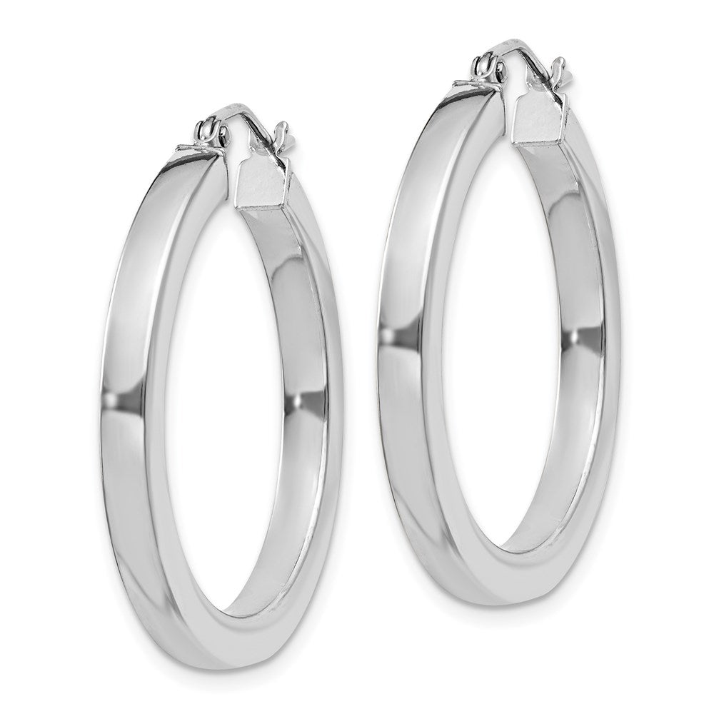 Alternate view of the 3.25mm, Sterling Silver, Polished Square Hoops - 30mm (1 1/8 Inch) by The Black Bow Jewelry Co.