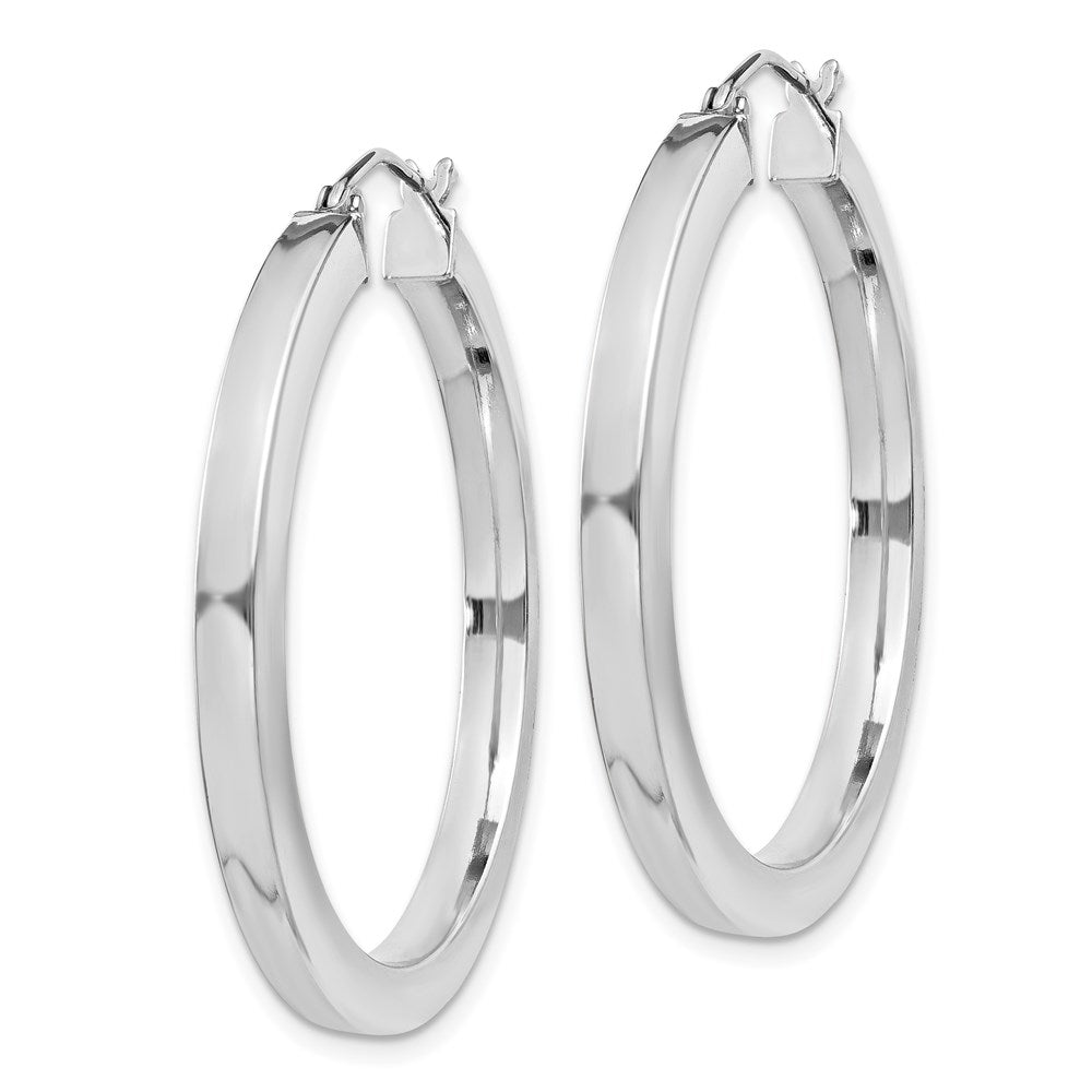 Alternate view of the 3.25mm, Sterling Silver, Polished Square Hoops - 35mm (1 3/8 Inch) by The Black Bow Jewelry Co.