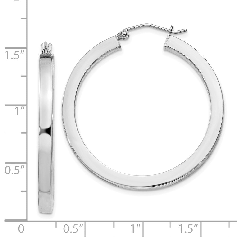 Alternate view of the 3.25mm, Sterling Silver, Polished Square Hoops - 35mm (1 3/8 Inch) by The Black Bow Jewelry Co.