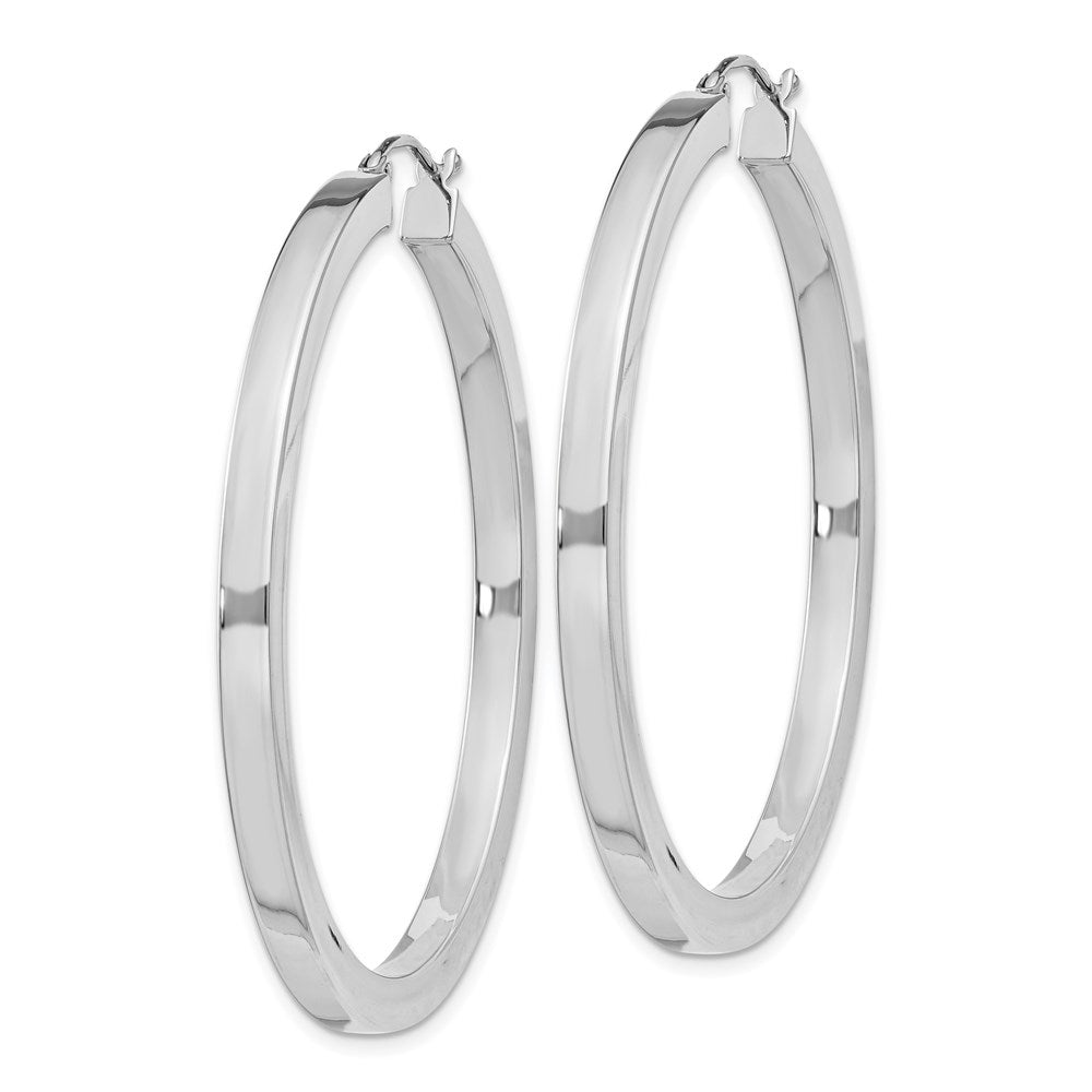 Alternate view of the 3.25mm, Sterling Silver, Polished Square Hoops - 45mm (1 3/4 Inch) by The Black Bow Jewelry Co.