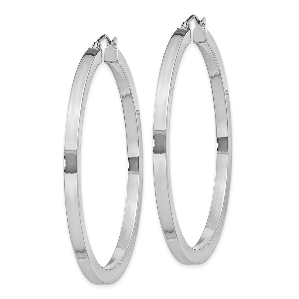 Alternate view of the 3.25mm, Sterling Silver, Polished Square Hoops - 50mm (1 7/8 Inch) by The Black Bow Jewelry Co.