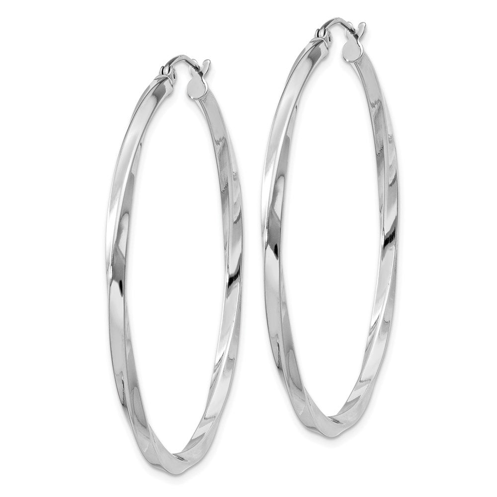 Alternate view of the 2.5mm SterlInchg Silver, Twisted Round HoopEarrings, 45mm (1 3/4 Inch) by The Black Bow Jewelry Co.