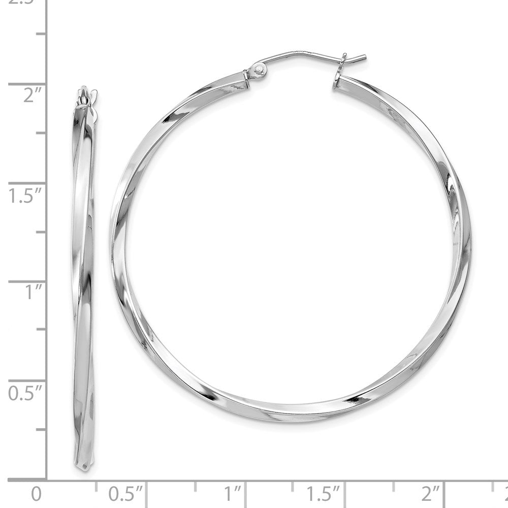 Alternate view of the 2.5mm SterlInchg Silver, Twisted Round HoopEarrings, 45mm (1 3/4 Inch) by The Black Bow Jewelry Co.