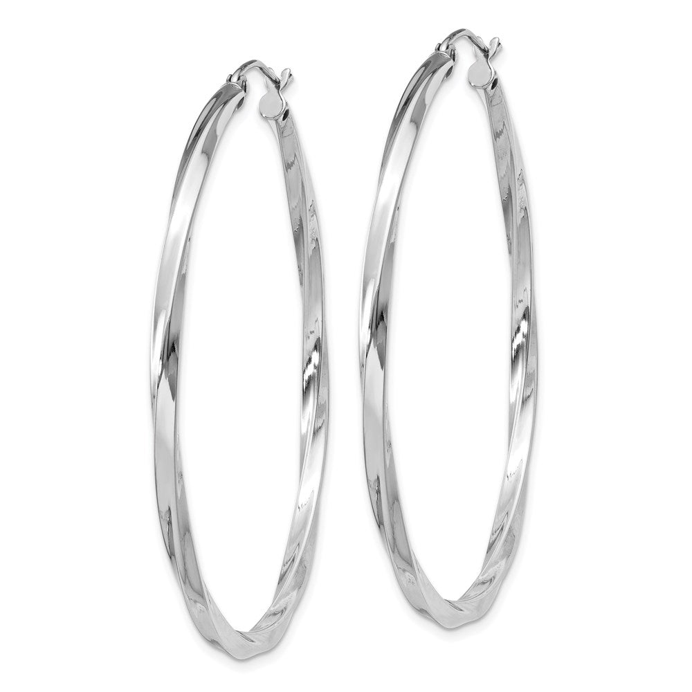 Alternate view of the 2.5mm SterlInchg Silver, Twisted Round HoopEarrings, 50mm (1 7/8 Inch) by The Black Bow Jewelry Co.