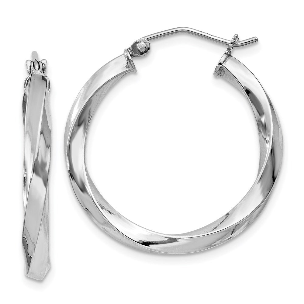 3mm Sterling Silver, Twisted Round Hoop Earrings, 25mm (1 Inch), Item E8935-25 by The Black Bow Jewelry Co.