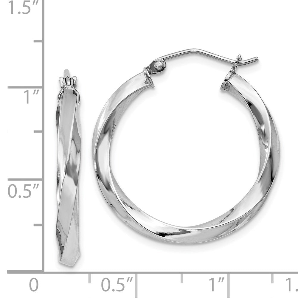 Alternate view of the 3mm Sterling Silver, Twisted Round Hoop Earrings, 25mm (1 Inch) by The Black Bow Jewelry Co.