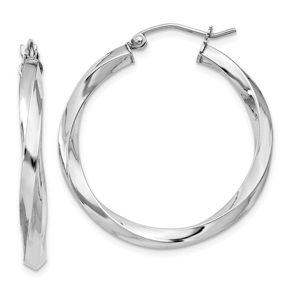 3mm, Sterling Silver, Twisted Round Hoop Earrings, 30mm Dia.(1 1/8 In), Item E8936-30 by The Black Bow Jewelry Co.