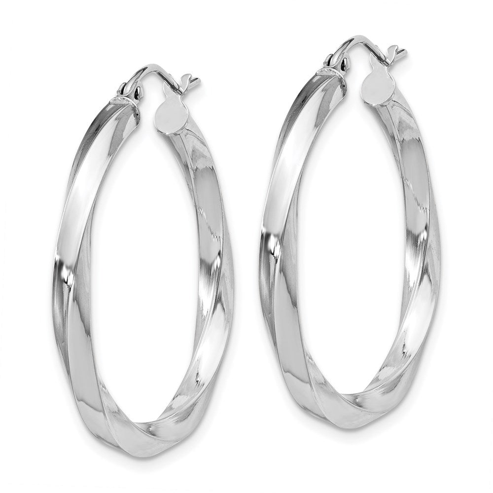 Alternate view of the 3mm, Sterling Silver, Twisted Round Hoop Earrings, 30mm Dia.(1 1/8 In) by The Black Bow Jewelry Co.