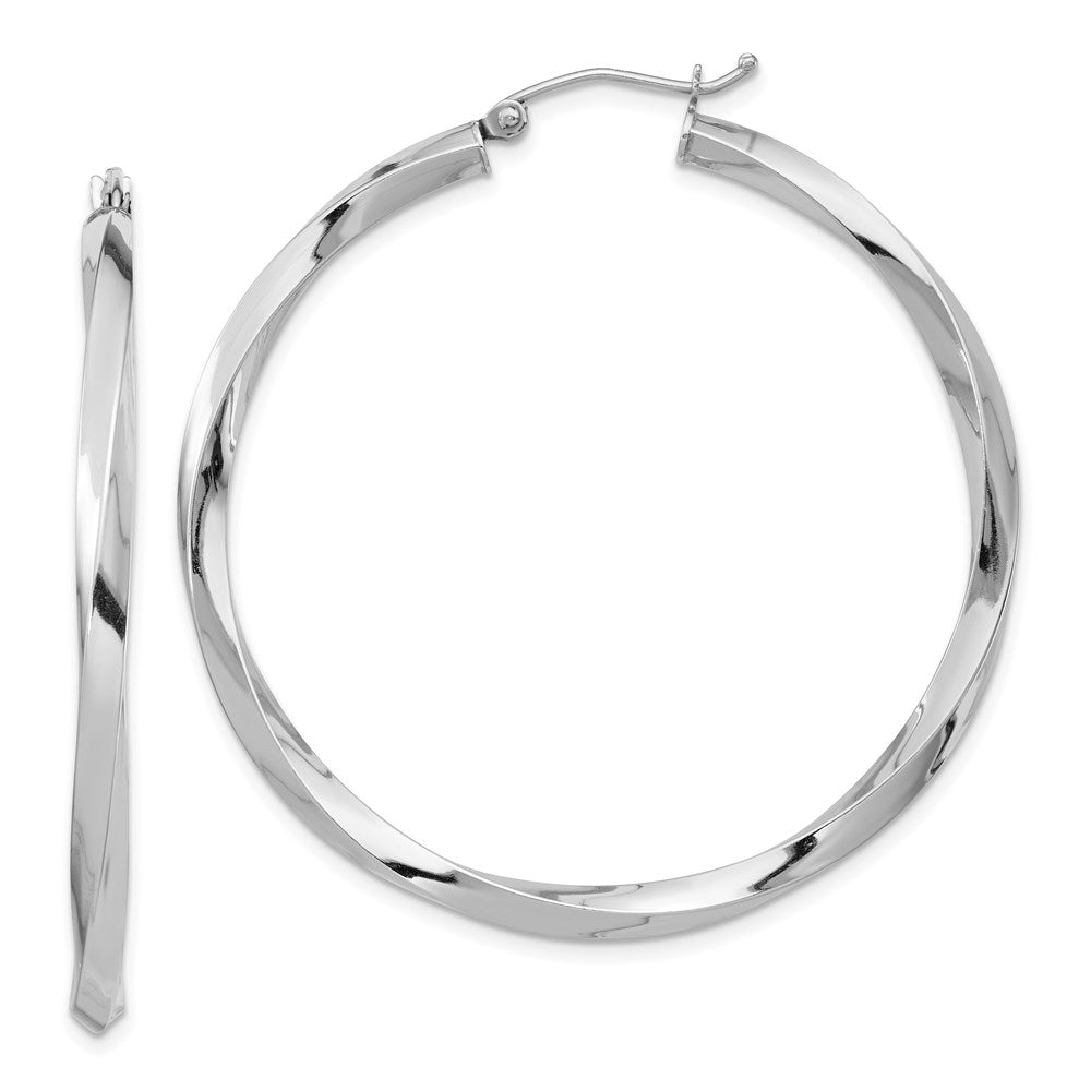 3mm, Sterling Silver, Twisted Round Hoop Earrings, 45mm Dia.(1 3/4 In), Item E8937-45 by The Black Bow Jewelry Co.