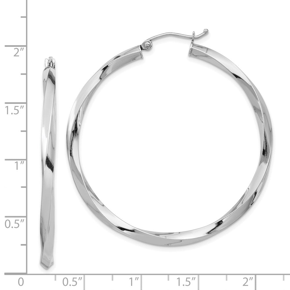 Alternate view of the 3mm, Sterling Silver, Twisted Round Hoop Earrings, 45mm Dia.(1 3/4 In) by The Black Bow Jewelry Co.