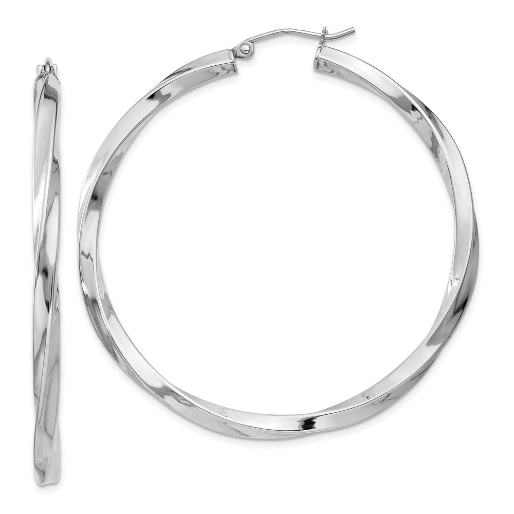 3mm, Sterling Silver, Twisted Round Hoop Earrings, 50mm Dia.(1 7/8 In), Item E8937-50 by The Black Bow Jewelry Co.