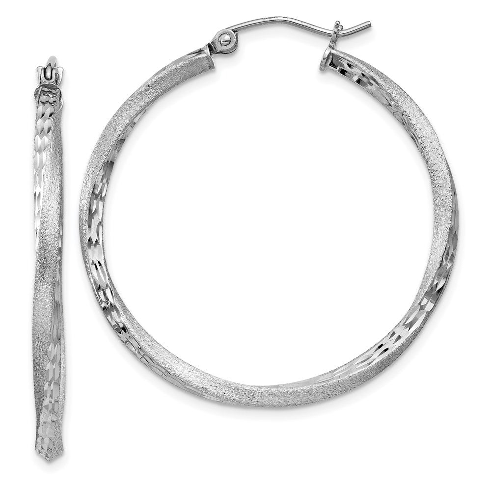 2.5mm, Sterling Silver Twisted Round Hoop Earrings, 35mm in Diameter, Item E8941-35 by The Black Bow Jewelry Co.