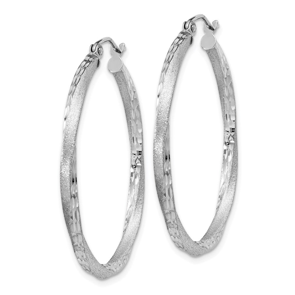 Alternate view of the 2.5mm, Sterling Silver Twisted Round Hoop Earrings, 35mm in Diameter by The Black Bow Jewelry Co.