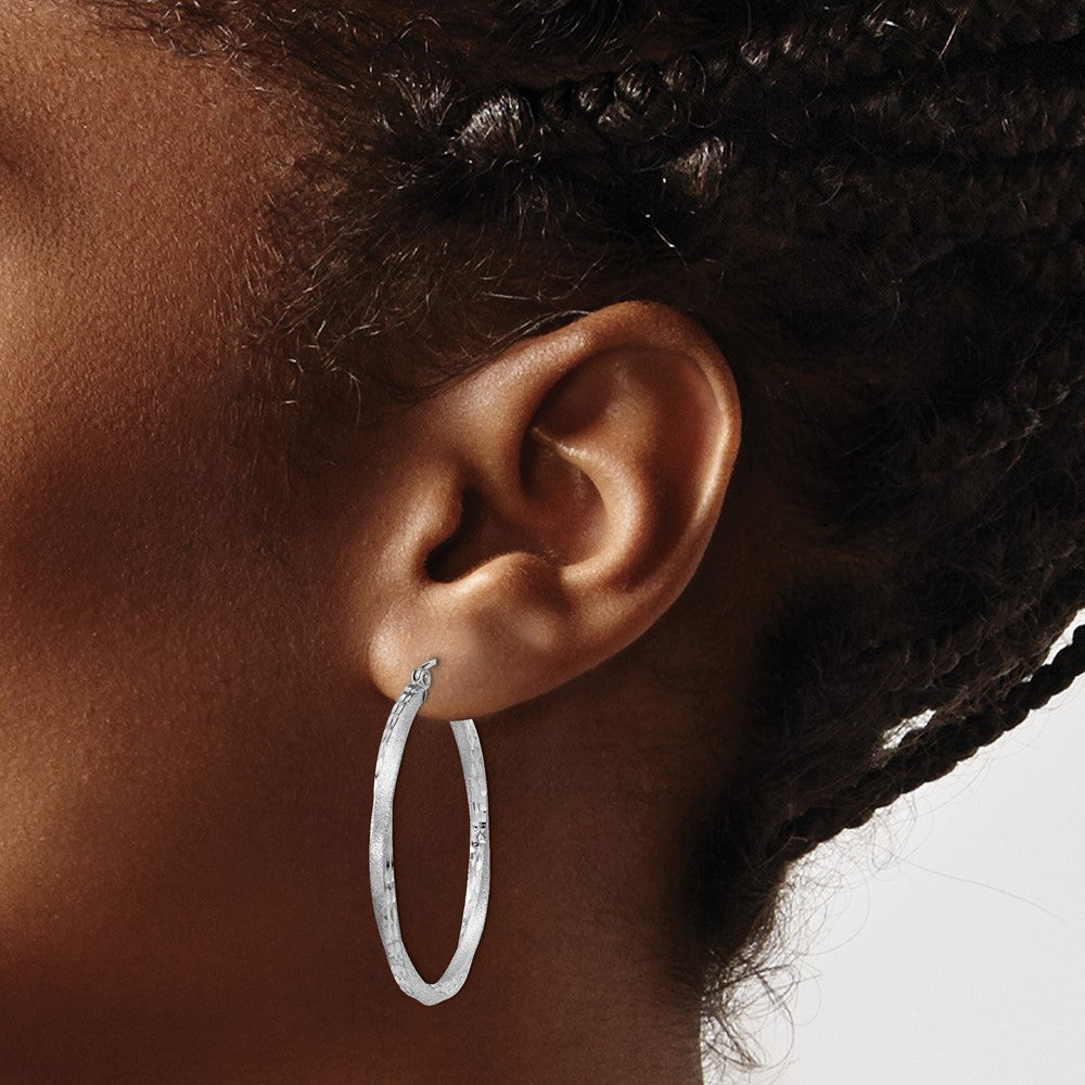 Alternate view of the 2.5mm, Sterling Silver Twisted Round Hoop Earrings, 35mm in Diameter by The Black Bow Jewelry Co.