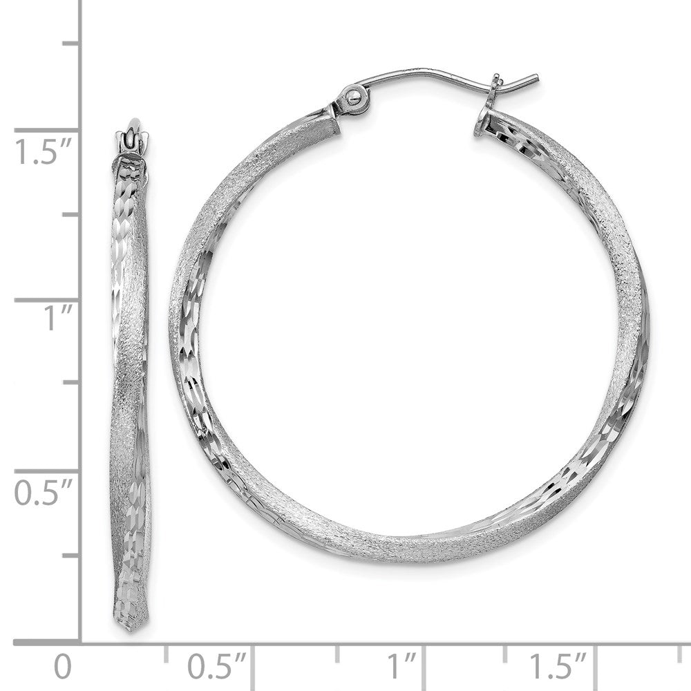 Alternate view of the 2.5mm, Sterling Silver Twisted Round Hoop Earrings, 35mm in Diameter by The Black Bow Jewelry Co.