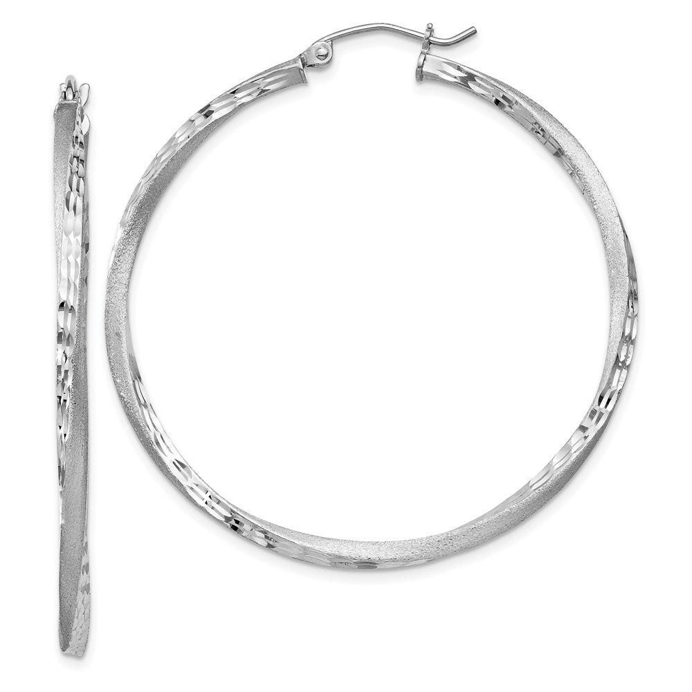 2.5mm, Sterling Silver Twisted Round Hoop Earrings, 45mm in Diameter, Item E8942-45 by The Black Bow Jewelry Co.
