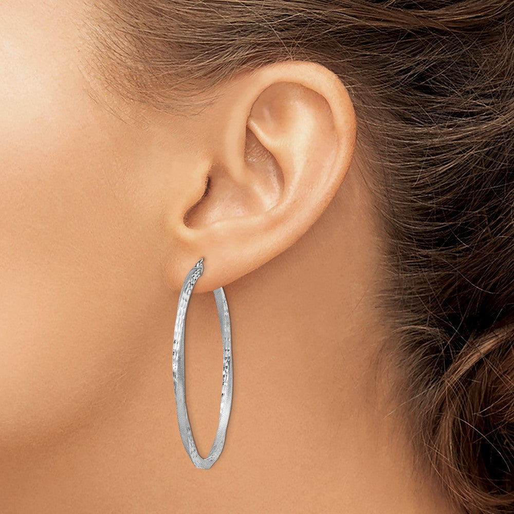 Alternate view of the 2.5mm, Sterling Silver Twisted Round Hoop Earrings, 45mm in Diameter by The Black Bow Jewelry Co.