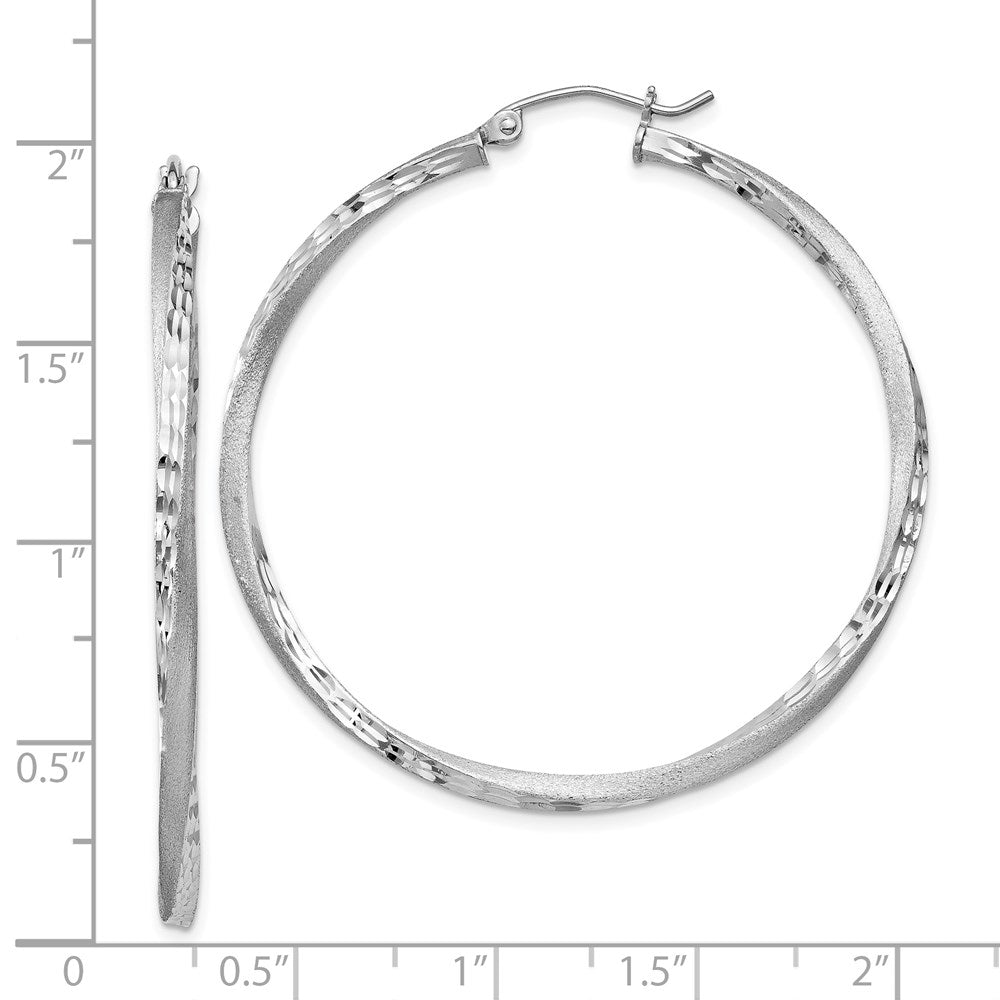 Alternate view of the 2.5mm, Sterling Silver Twisted Round Hoop Earrings, 45mm in Diameter by The Black Bow Jewelry Co.