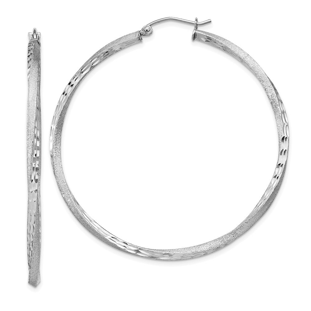 2.5mm, Sterling Silver Twisted Round Hoop Earrings, 50mm in Diameter, Item E8942-50 by The Black Bow Jewelry Co.