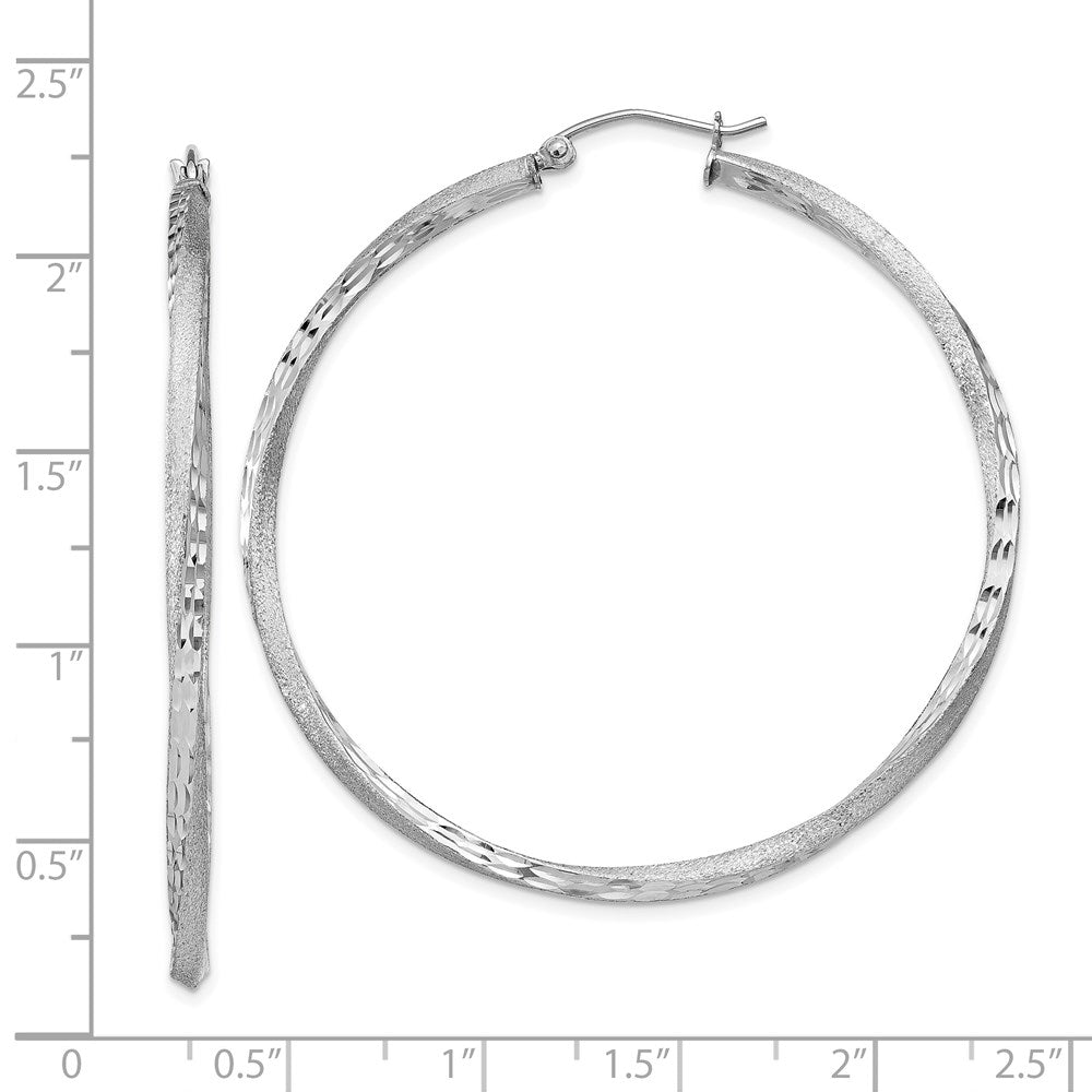 Alternate view of the 2.5mm, Sterling Silver Twisted Round Hoop Earrings, 50mm in Diameter by The Black Bow Jewelry Co.
