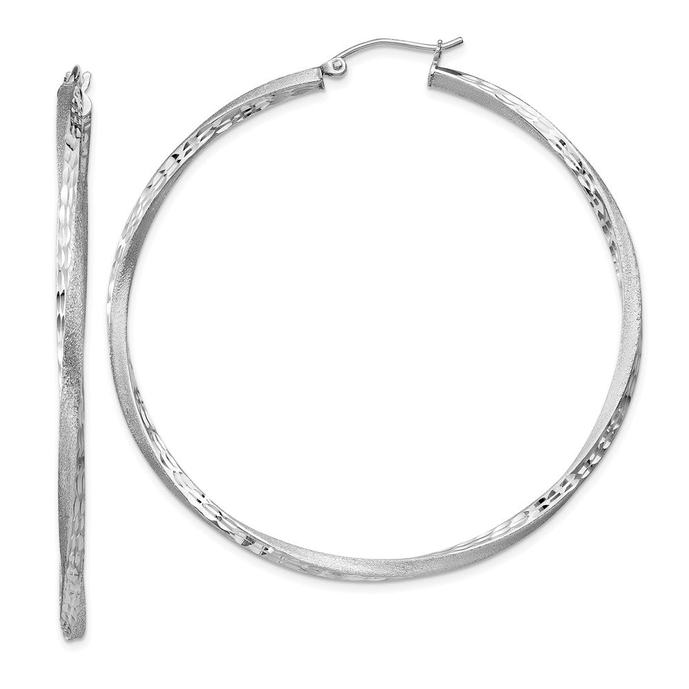 2.5mm, Sterling Silver Twisted Round Hoop Earrings, 55mm in Diameter, Item E8942-55 by The Black Bow Jewelry Co.