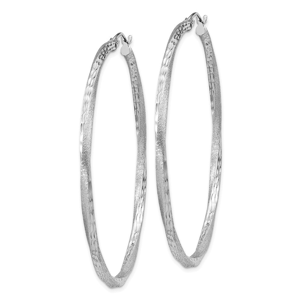 Alternate view of the 2.5mm, Sterling Silver Twisted Round Hoop Earrings, 55mm in Diameter by The Black Bow Jewelry Co.