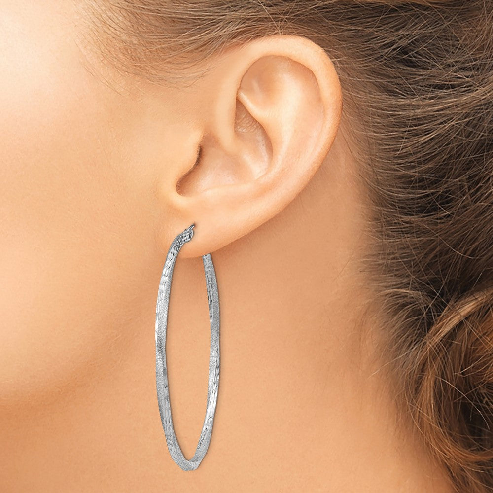 Alternate view of the 2.5mm, Sterling Silver Twisted Round Hoop Earrings, 55mm in Diameter by The Black Bow Jewelry Co.