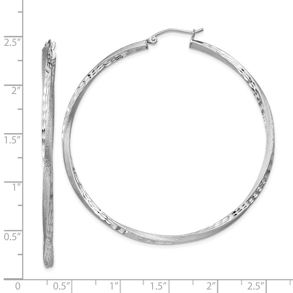 Alternate view of the 2.5mm, Sterling Silver Twisted Round Hoop Earrings, 55mm in Diameter by The Black Bow Jewelry Co.