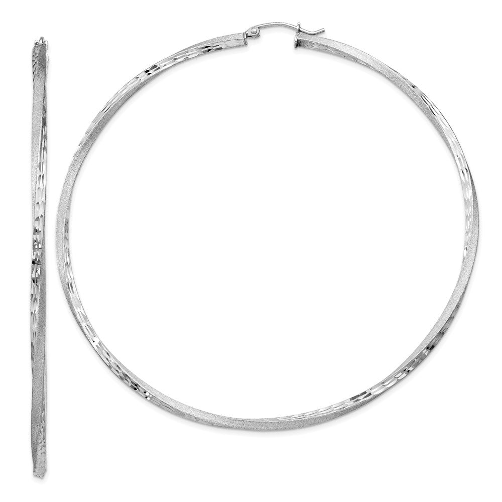 2.5mm, Sterling Silver Twisted Round Hoop Earrings, 80mm in Diameter, Item E8943-80 by The Black Bow Jewelry Co.