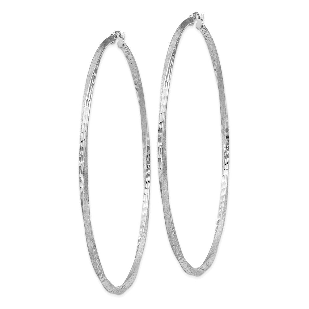 Alternate view of the 2.5mm, Sterling Silver Twisted Round Hoop Earrings, 80mm in Diameter by The Black Bow Jewelry Co.