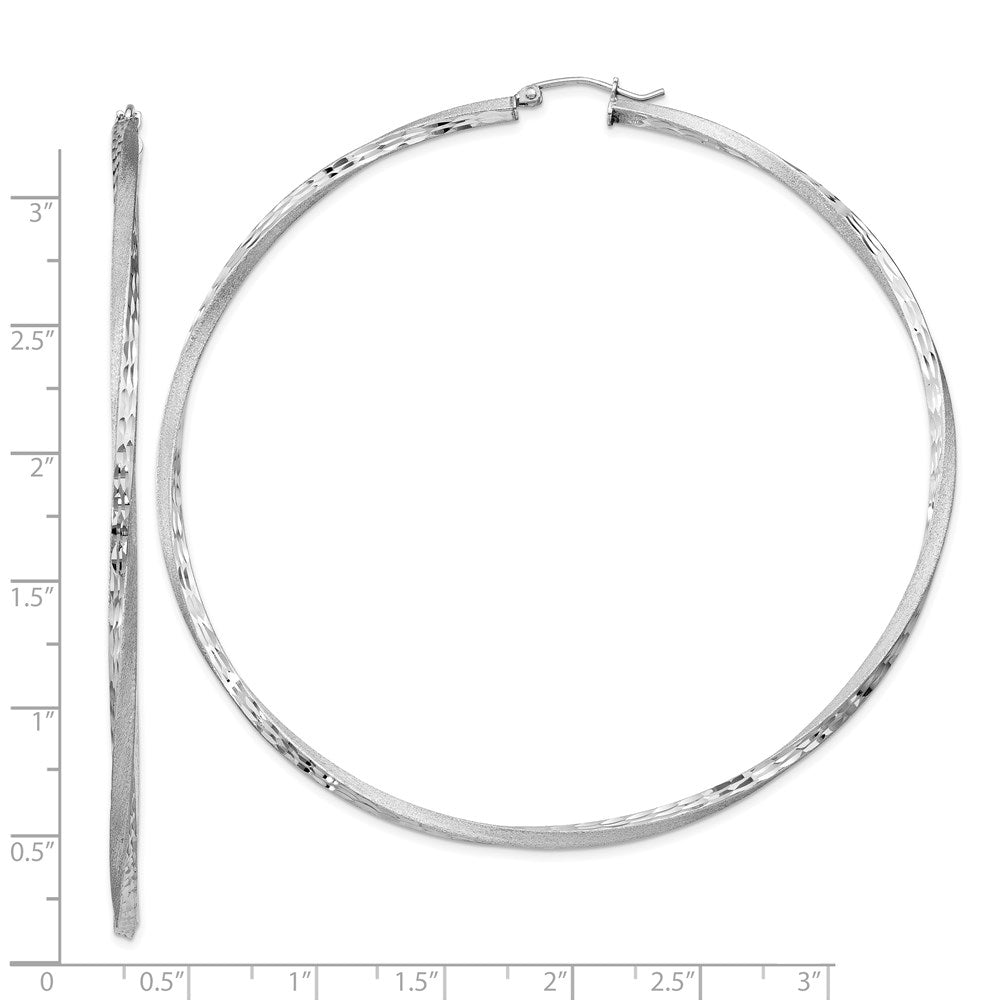 Alternate view of the 2.5mm, Sterling Silver Twisted Round Hoop Earrings, 80mm in Diameter by The Black Bow Jewelry Co.