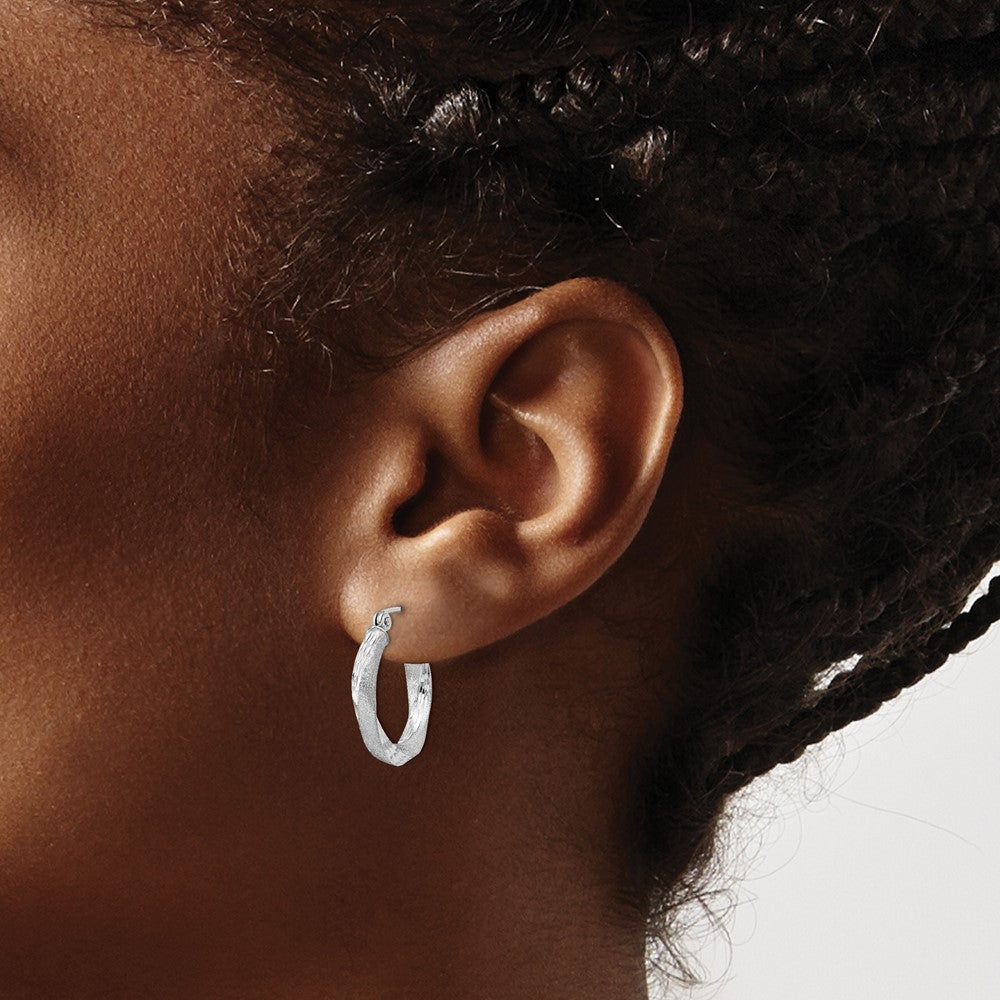 Alternate view of the 3mm, Sterling Silver, Twisted Round Hoop Earrings, 17mm in Diameter by The Black Bow Jewelry Co.