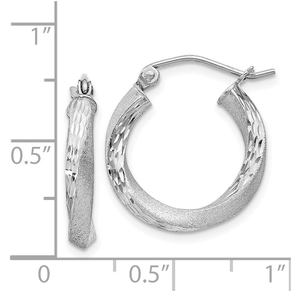 Alternate view of the 3mm, Sterling Silver, Twisted Round Hoop Earrings, 17mm in Diameter by The Black Bow Jewelry Co.