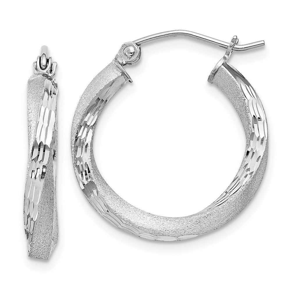 3mm, Sterling Silver, Twisted Round Hoop Earrings, 22mm in Diameter, Item E8944-22 by The Black Bow Jewelry Co.